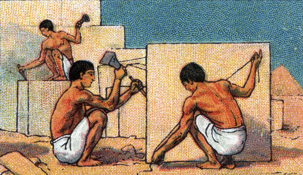 Daily Life in Ancient Egypt: Stone-Cutters Working on Pyramid ...