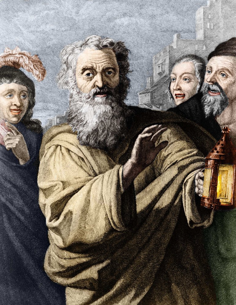 Diogenes (cynic philosopher) and his lantern, with which he searched ...
