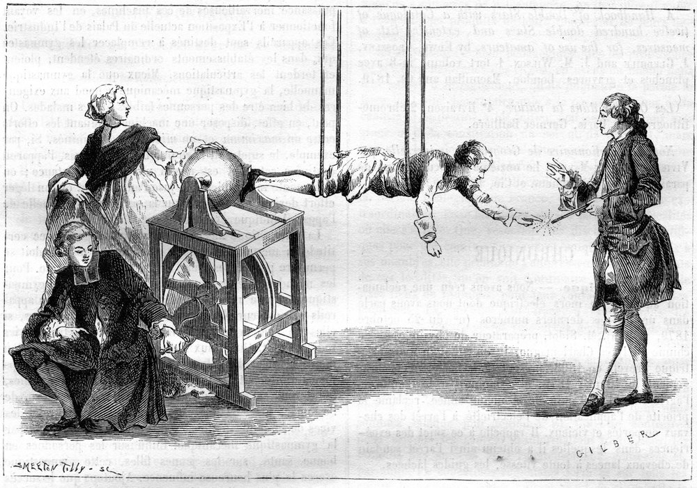 Electricity experiment in the 18th century: a young abbe
