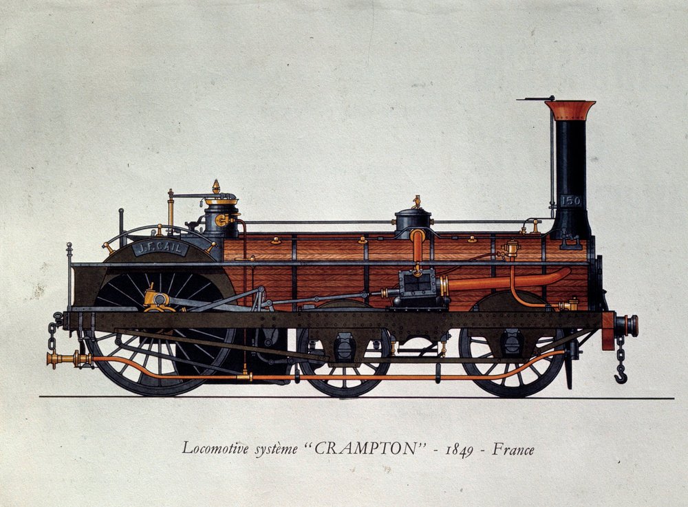 History of transport: locomotive model, Crampton system named after ...