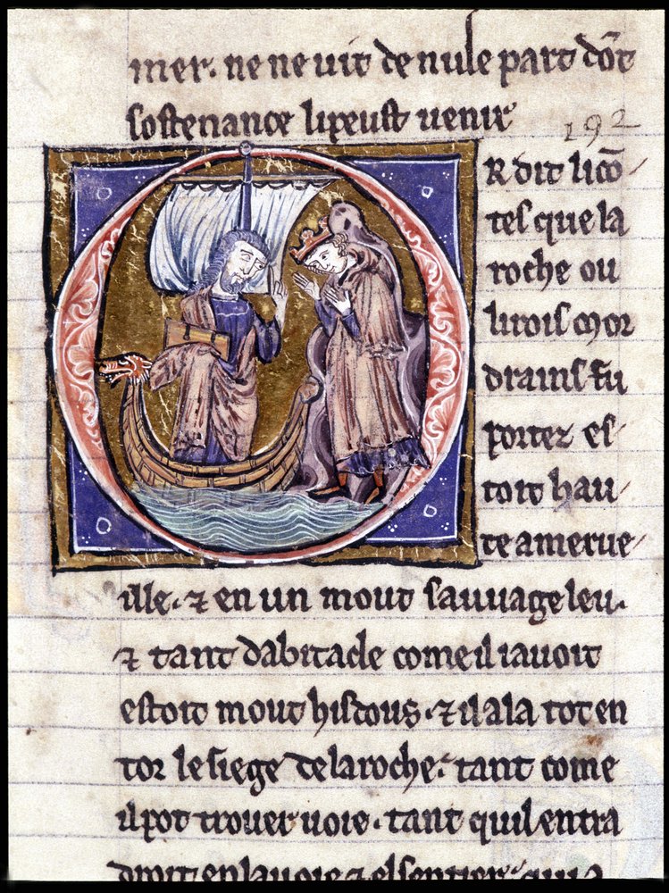 King Modreius. Manuscript: Conquest of the Saint Gréal, Written 717 Years After the Passion of Our Lord. Bibliotheque Municipale de Rennes, ms. 255 (Collection of Novels of the Round Table); Paris by Unknown artist