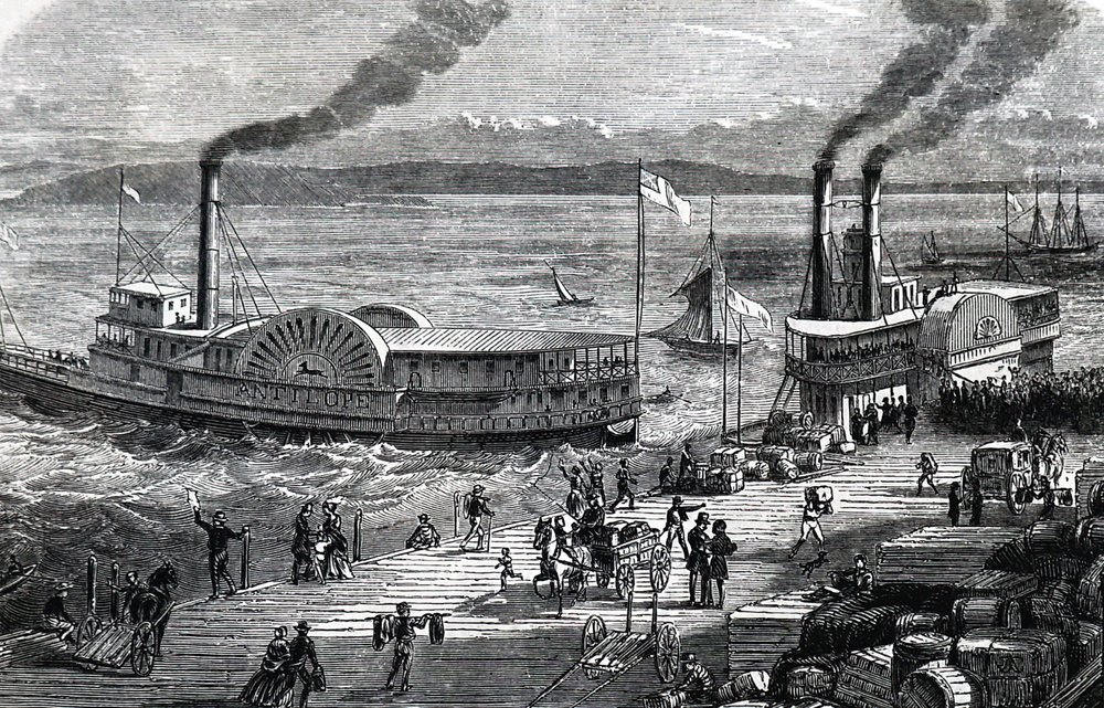 Paddle steamers at the Levee by Unknown artist