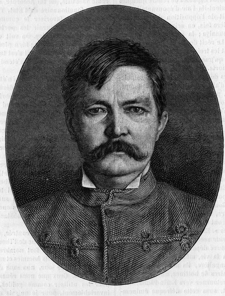 Portrait of Sir Henry Morton Stanley, pseudonym of John Rowlands (1841-1904), British explorer and journalist. Engraving in 