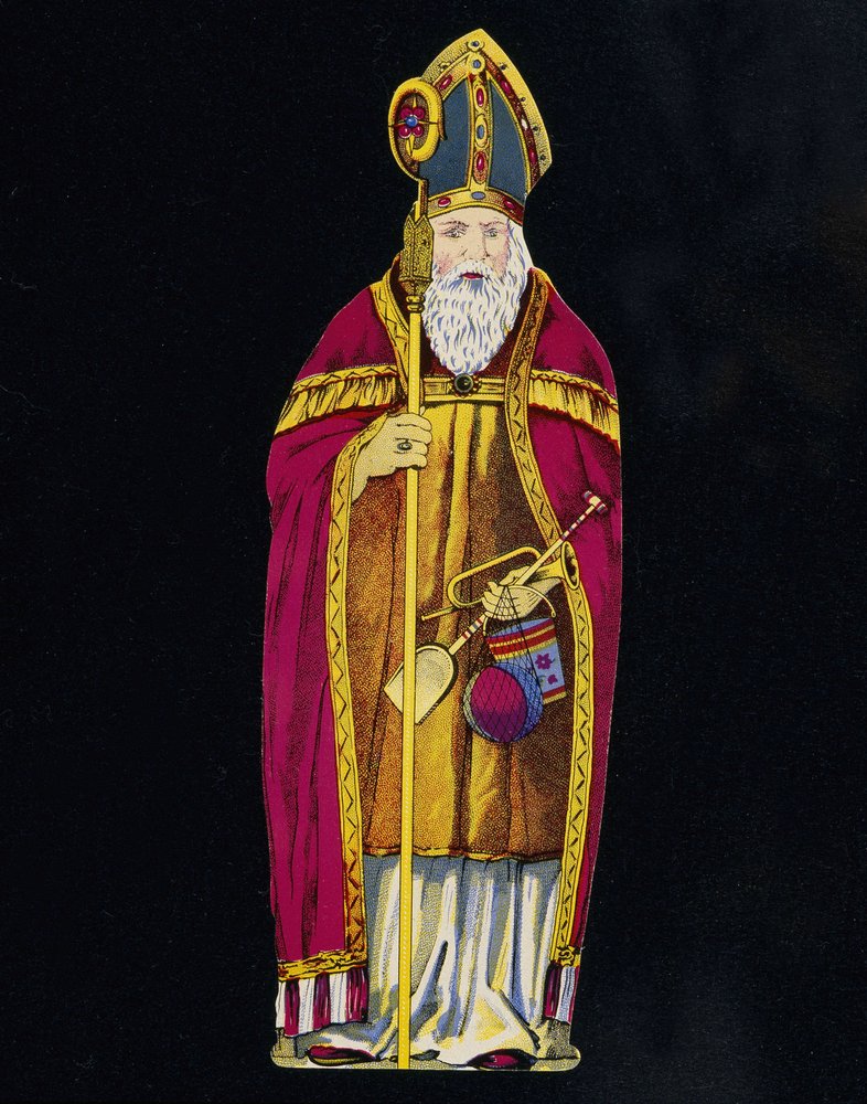 Saint Nicholas with toys in hand. 19th century by Unknown artist
