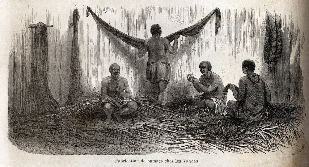 The making of hammocks fillets among the Yahua Indians of Peru, from ...