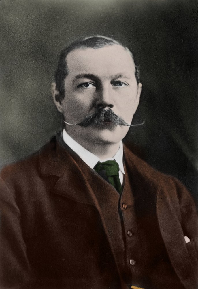 Portrait of Sir Arthur Conan Doyle, English writer, creator of the ...