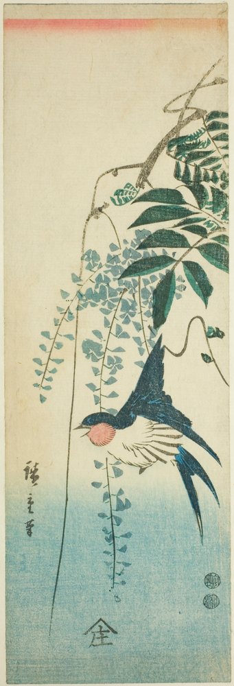 Swallow and Wisteria by Utagawa Hiroshige