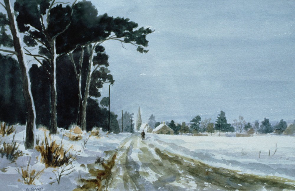 Hermitage Road in the Snow by Vic Trevett