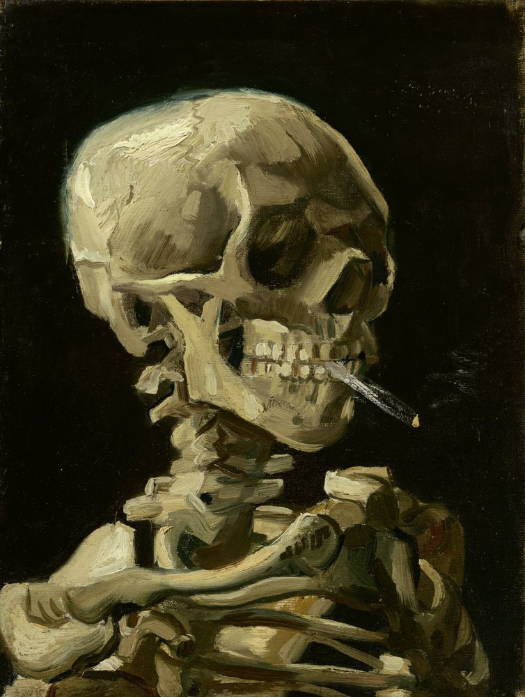 Head of a skeleton with a burning cigarette by Vincent van Gogh