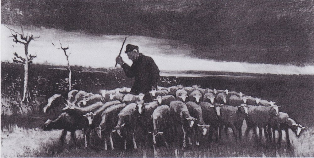 Shepherd with Flock of Sheep (After the Thunderstorm) by Vincent van Gogh