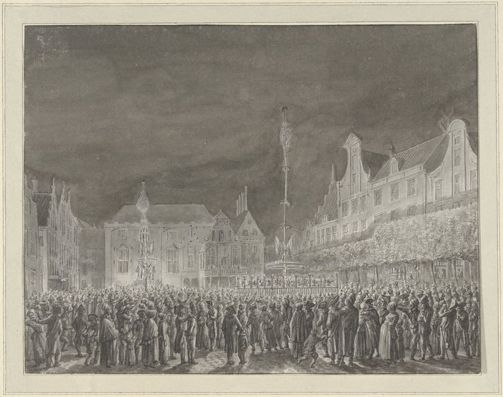 Celebration of the Proclamation of the Alliance with France at the Grote Markt in Haarlem, 1795 by Vincent Jansz. van der Vinne