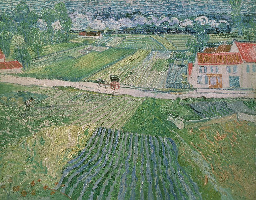 Landscape at Auvers after Rain (Landscape with Carriage and Train) by Vincent van Gogh
