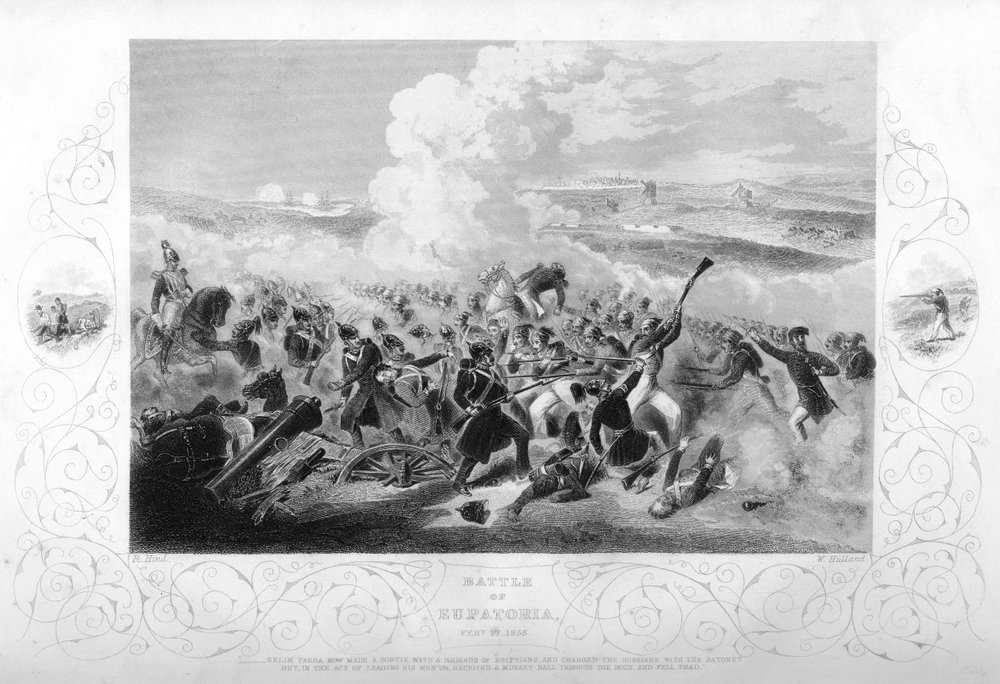 The Battle of Eupatoria during the Crimean War, 1855, 1857. by W. Hulland