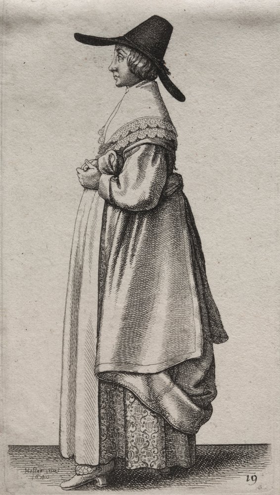 The Woman with a Mannish Hat and Flowered Petticoat by Wenceslaus Hollar