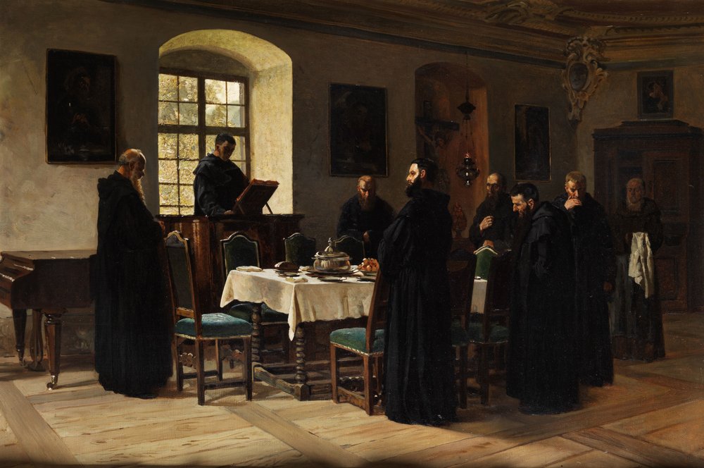 Monks in the Refectory by Wilhelm Ludwig Friedrich Riefstahl