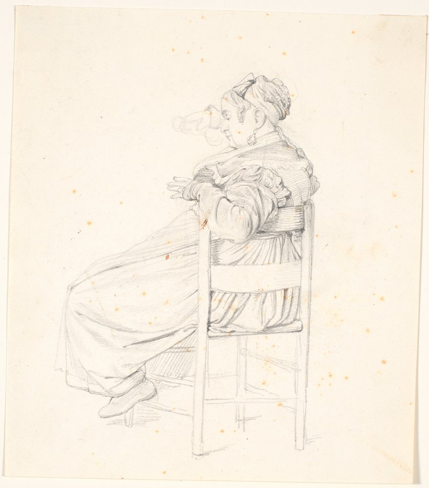 Sitting elderly Italian woman by Wilhelm Marstrand