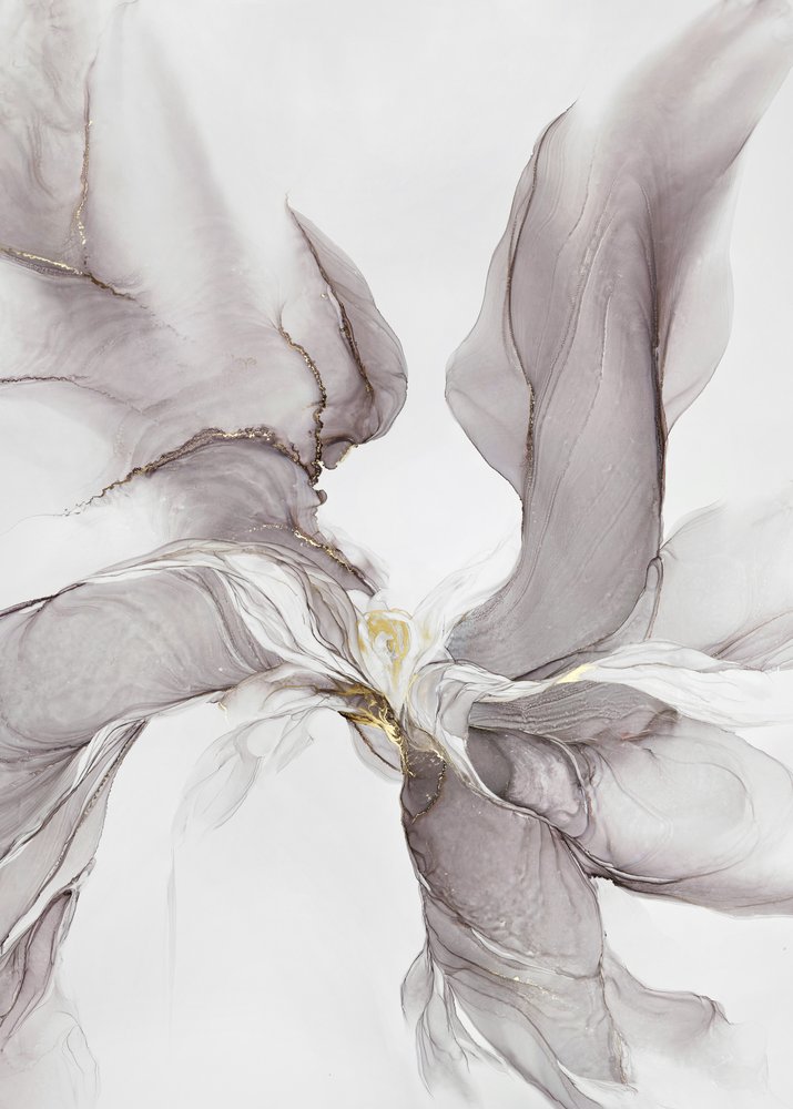 Ethereal Gray Gold Flow by Alevtina Shelest