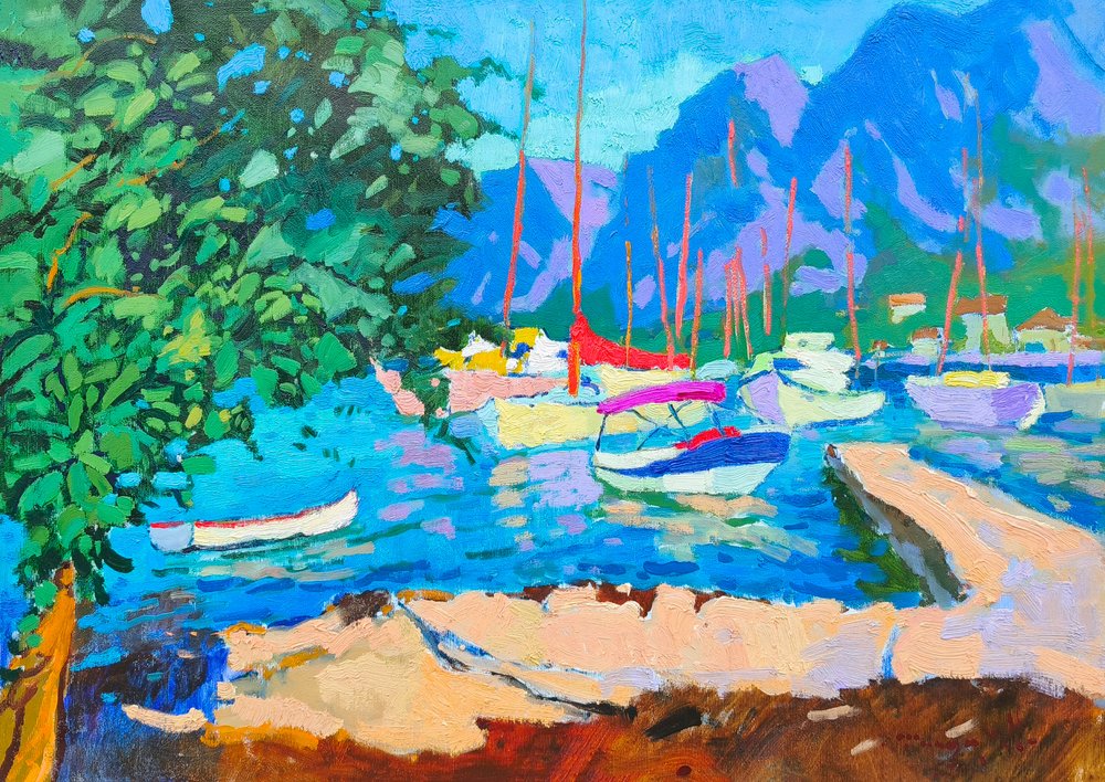 Vibrant Mediterranean Harbor by Alexander Shandor