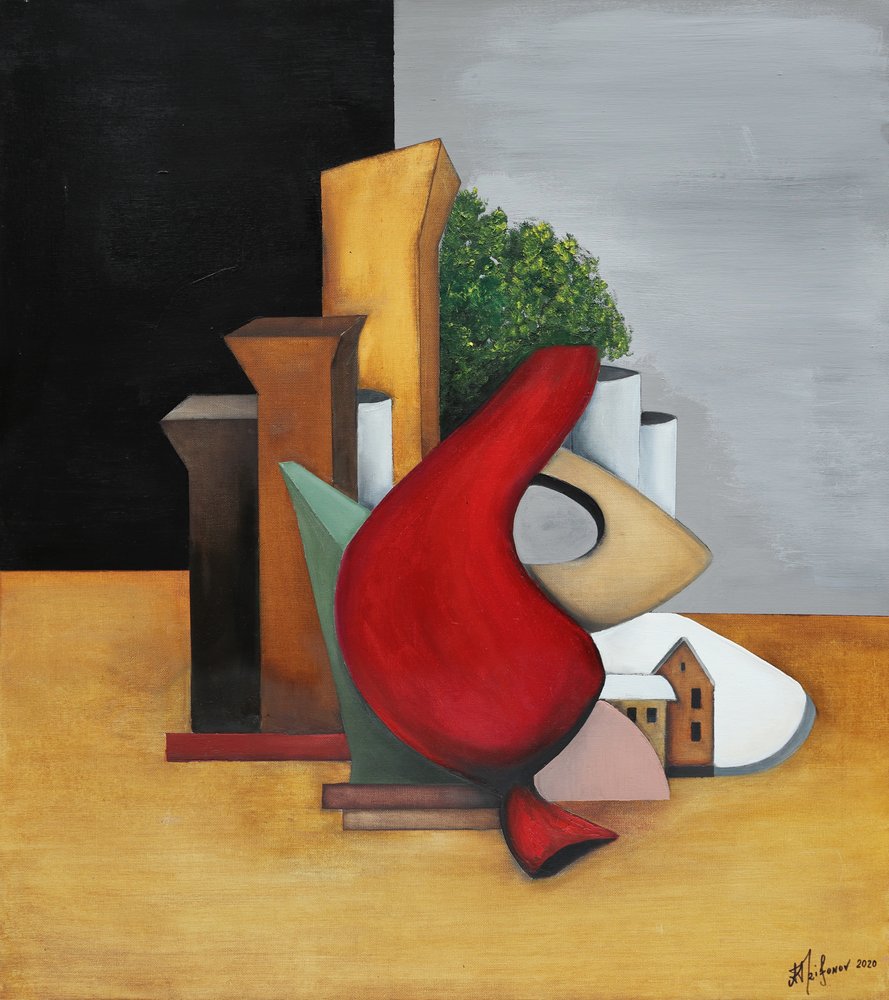 Red Geometric City by Alexander Trifonov