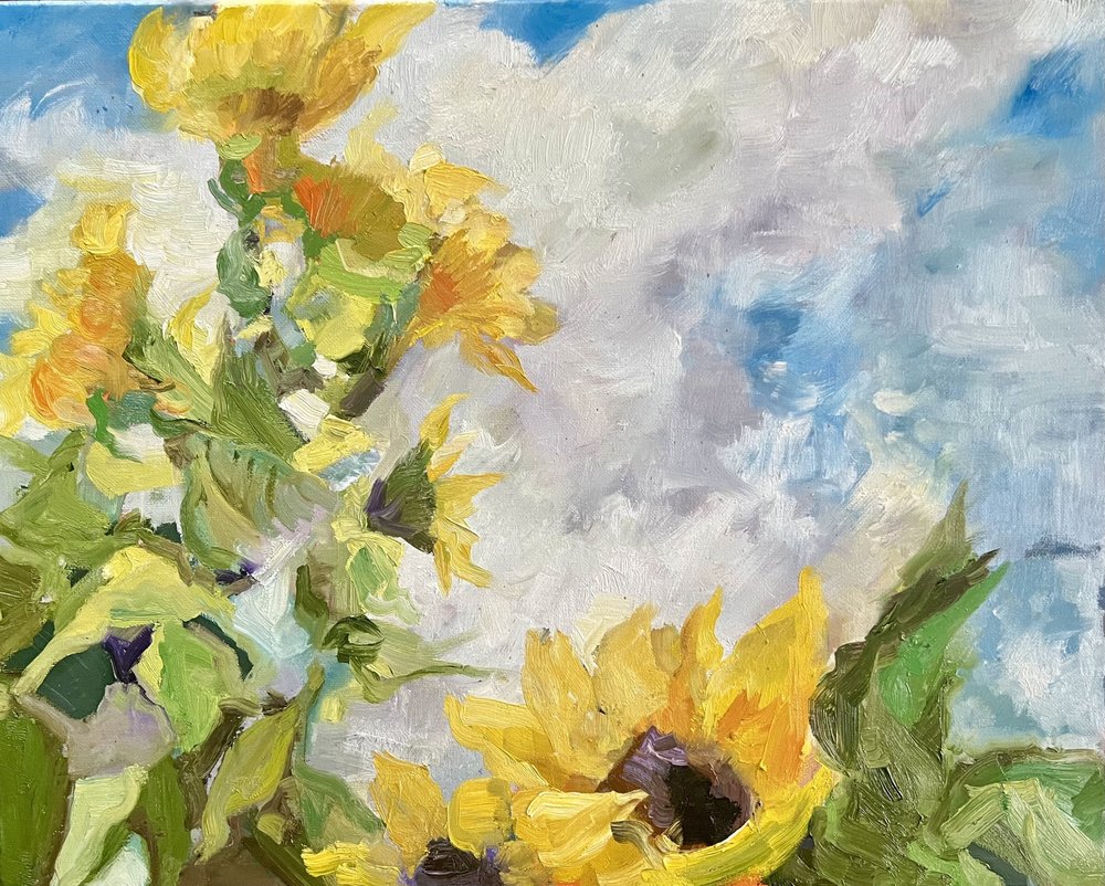 Sunflowers and Blue Sky by Alexandra Higgins