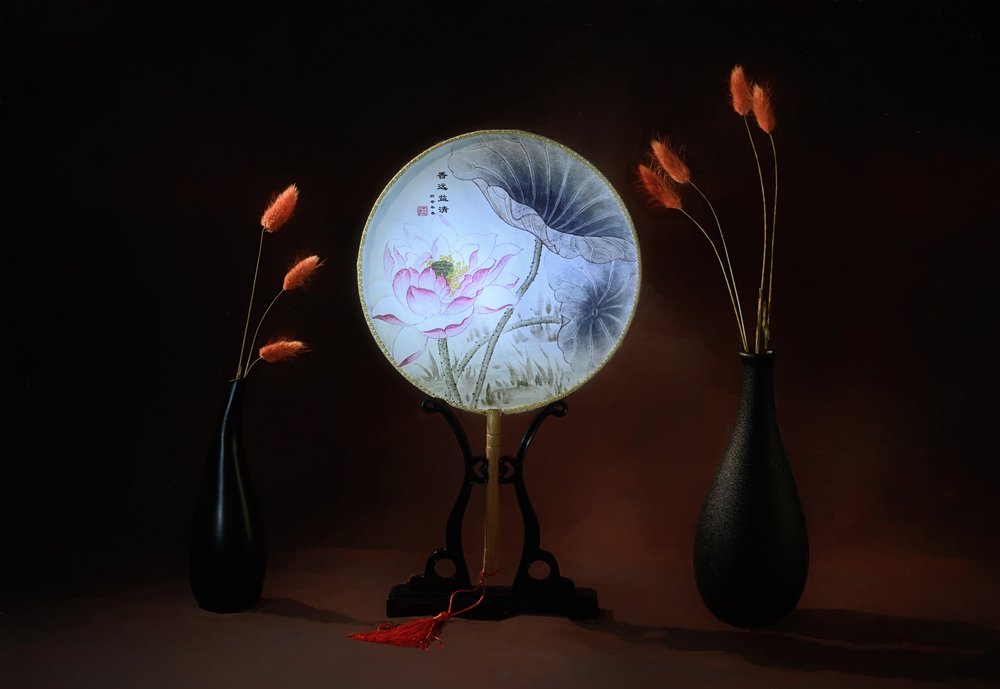 Tranquil Lotus Fan by Alice Sheng