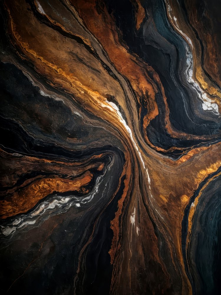 Black Gold Marble Swirl by Alpenglow Workshop
