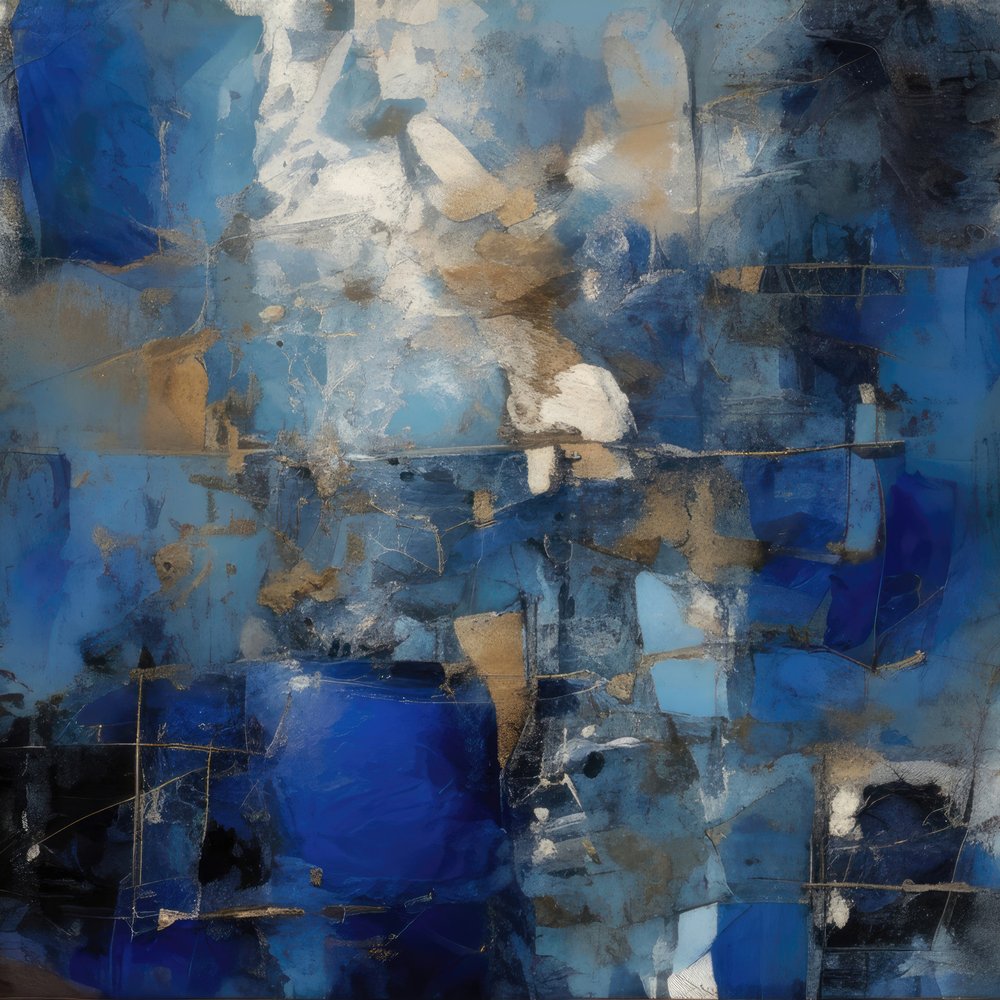Deep Blue Gold Abstract by Alpenglow Workshop