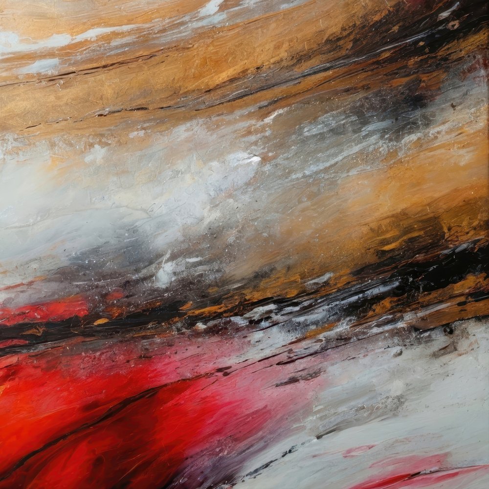 Dynamic Red Gold Abstract by Alpenglow Workshop