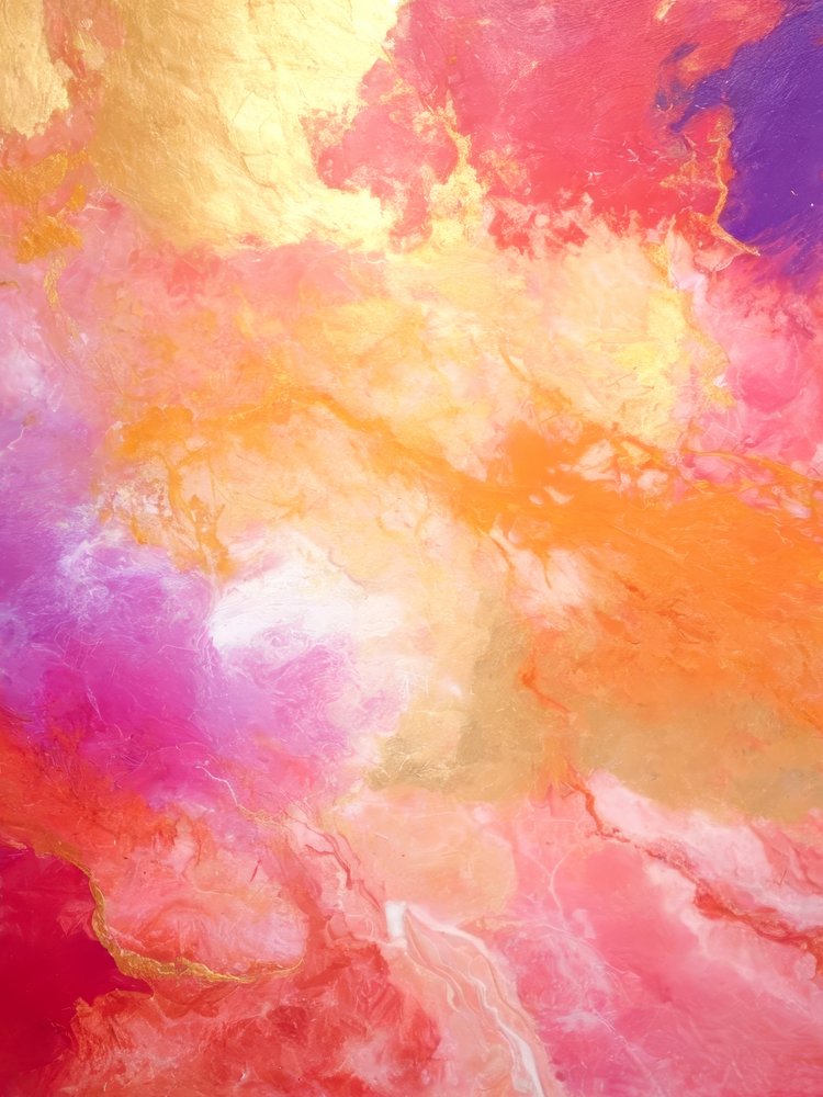 Golden Pink Abstract Flow by Alpenglow Workshop