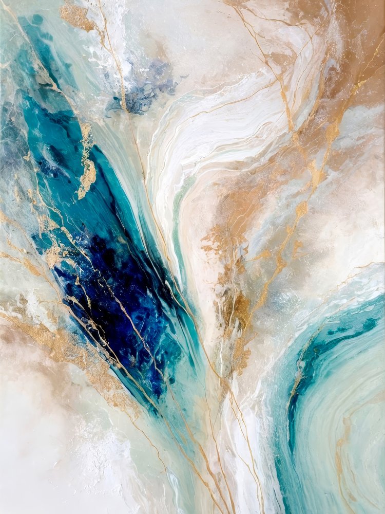 Golden Veins Blue Marble by Alpenglow Workshop