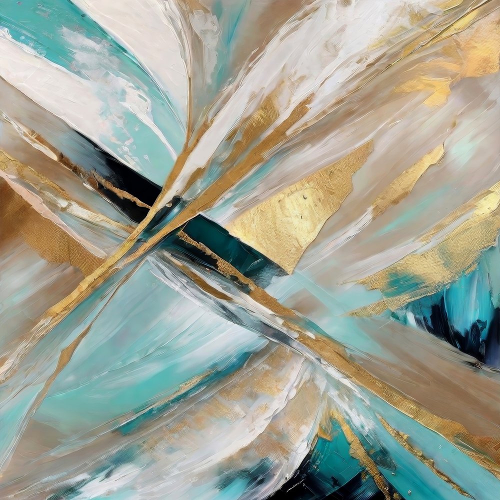 Shimmering Teal Gold Abstract by Alpenglow Workshop