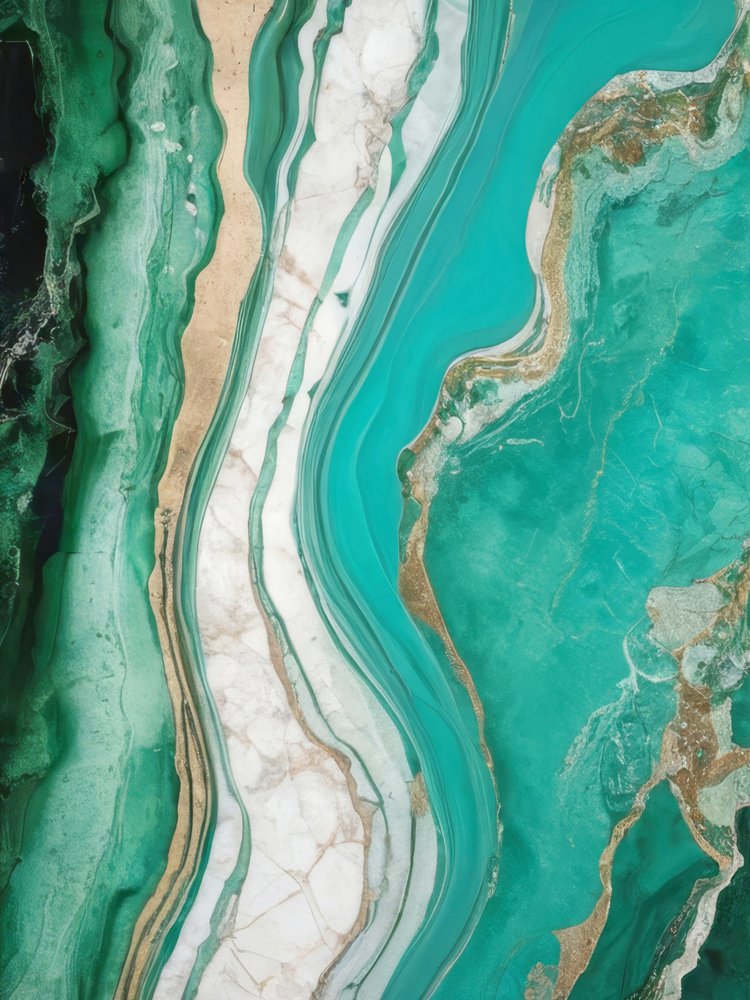 Teal Gold Marble Swirl by Alpenglow Workshop