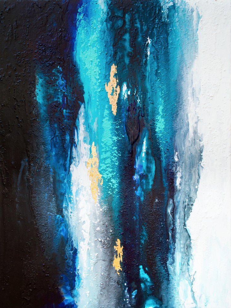 Abstract Blue Gold Flow by Alyson Storms