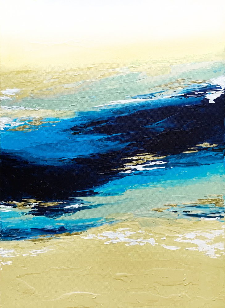 Blue Gold Seascape by Alyson Storms