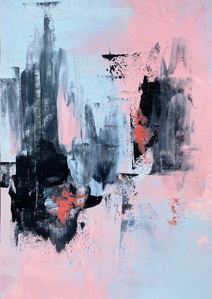 Blush Blue Abstract Strokes by Alyson Storms