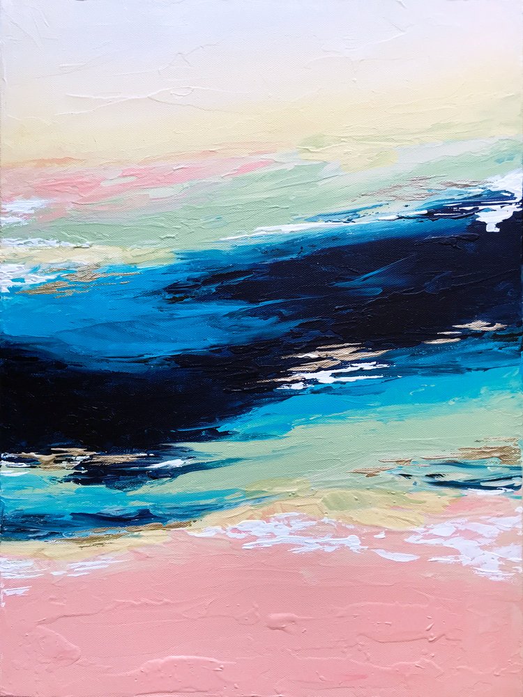Dynamic Blue Pink Abstract by Alyson Storms