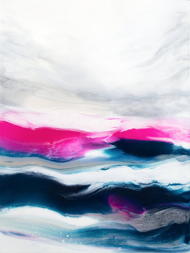 Dynamic Pink Blue Waves by Alyson Storms