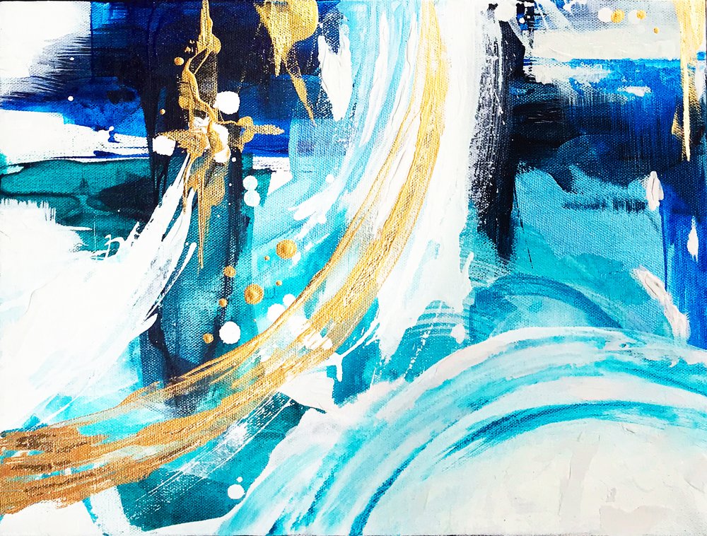 Oceanic Gold Abstract by Alyson Storms