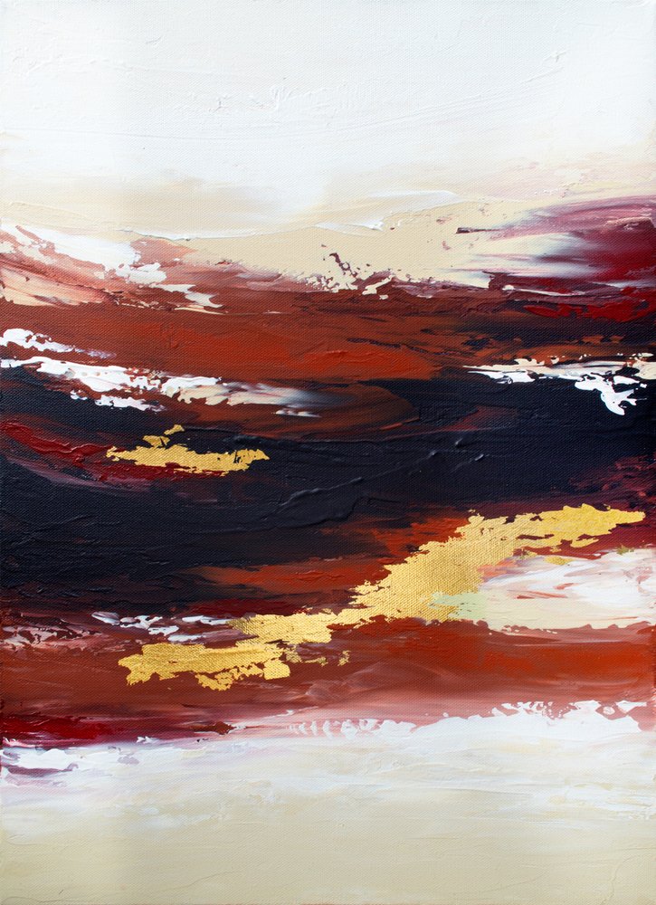 Rich Red Gold Abstract by Alyson Storms