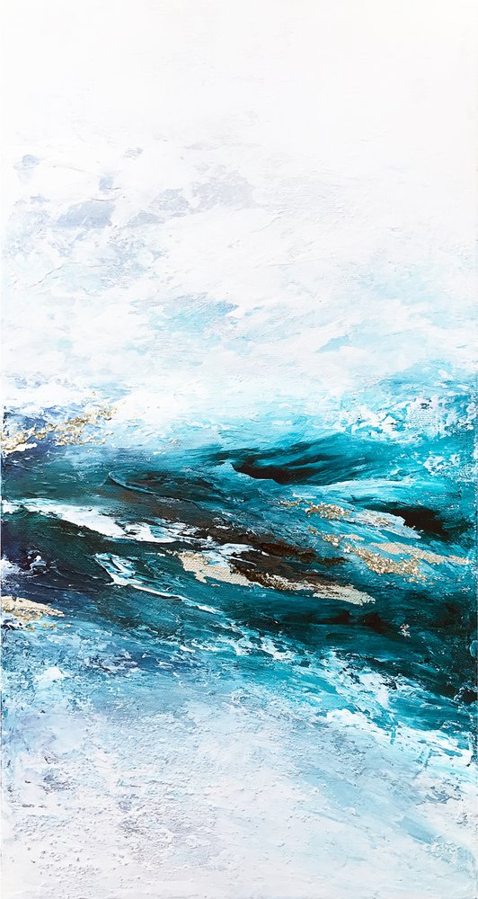 Teal Ocean Flow by Alyson Storms