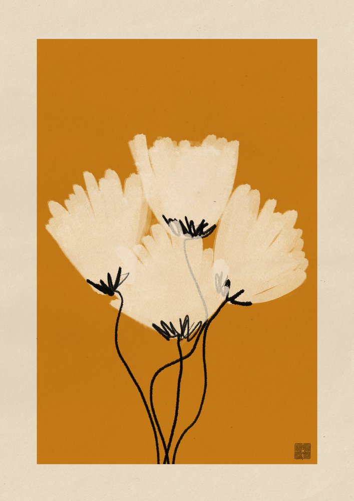Warm Minimalist Poppies by Amaze Atelier