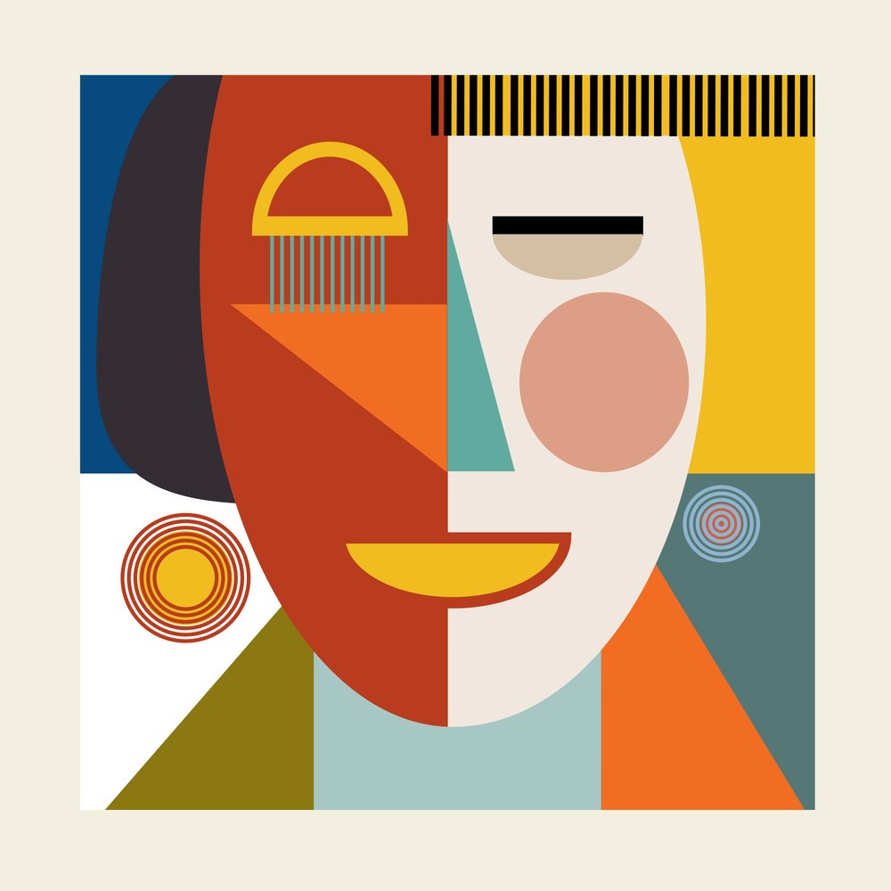 Faces Stripes Minimal Copy by Ana Rut Bre