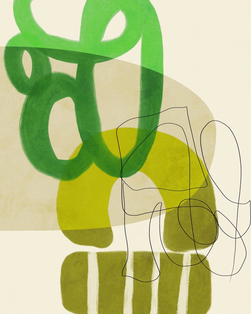 Painted Lines Green Tan 2 by Ana Rut Bre