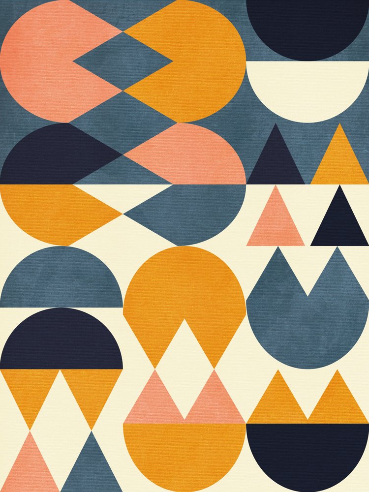 Rainbow Plus Shapes Blue Mustard 6 by Ana Rut Bre