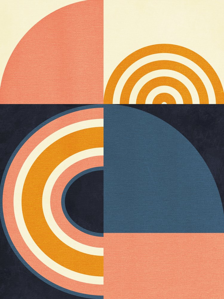 Rainbow Plus Shapes Blue Mustard 9 by Ana Rut Bre