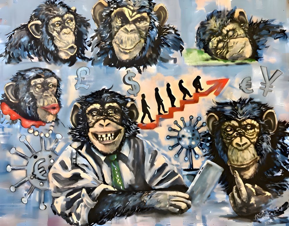 Chimpanzee Business World by Anda Bieza