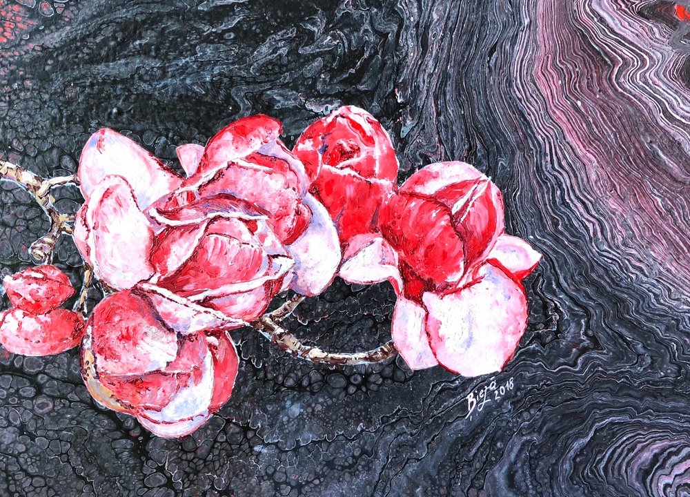 Dramatic Red Roses by Anda Bieza