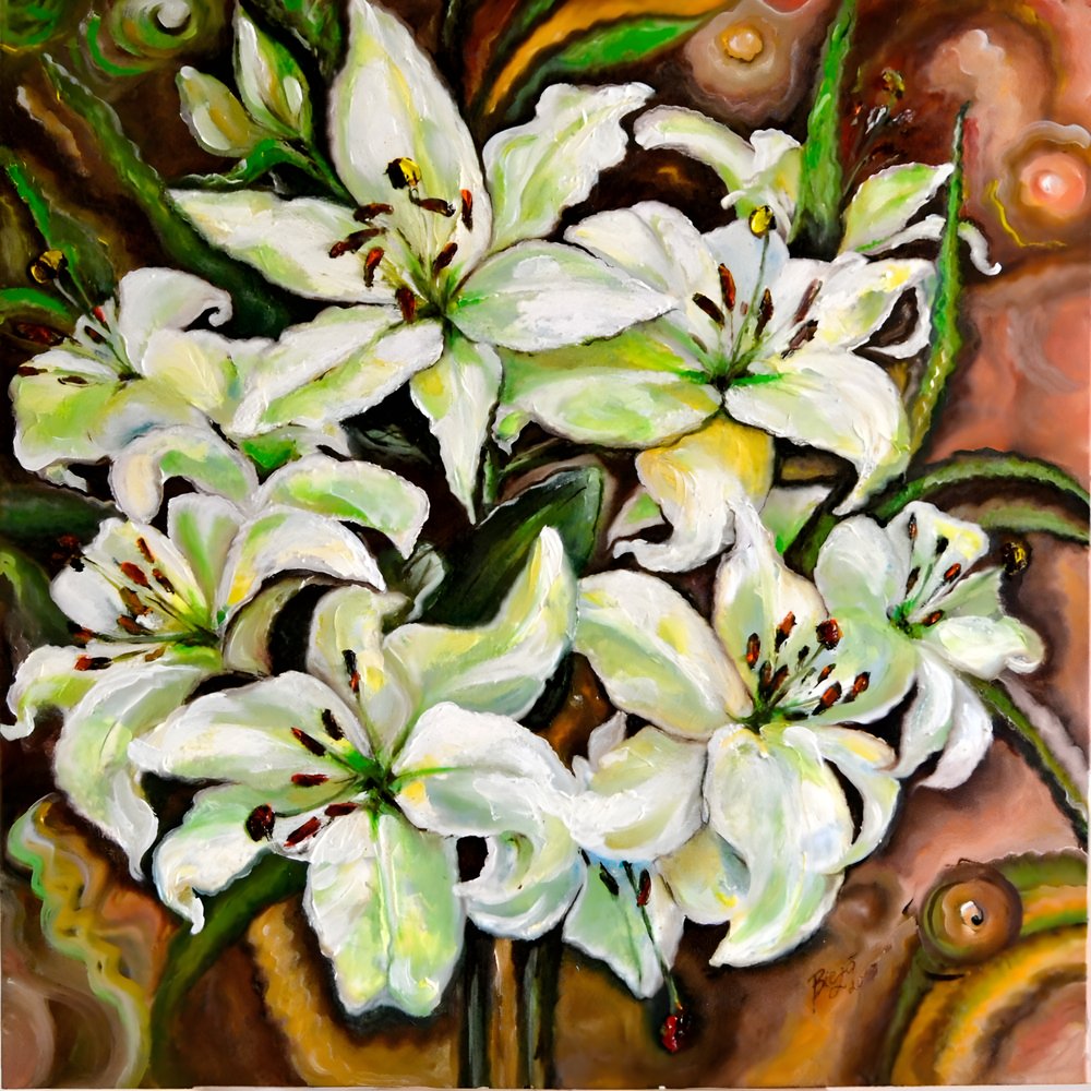 Elegant White Lilies by Anda Bieza