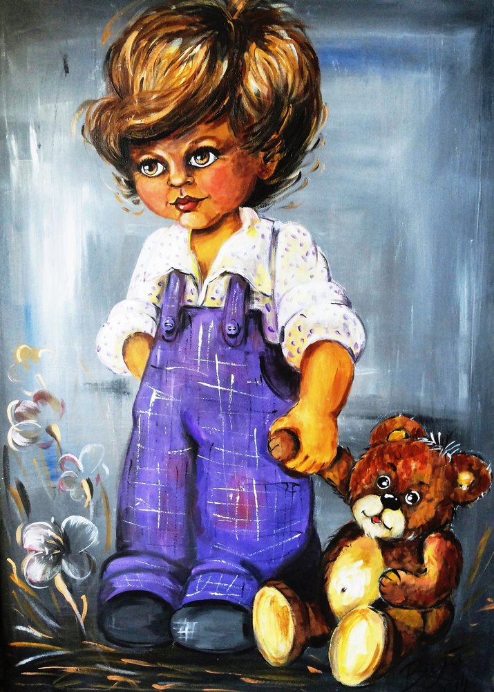 Sweet Boy and Teddy by Anda Bieza