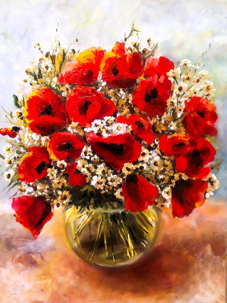 Vibrant Poppies Still Life by Anda Bieza